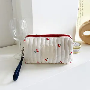 핫 잘 팔리는 Cute 꽃 printing 면 천 make up pouch small 손 carry 여행 화장품 pouch bag