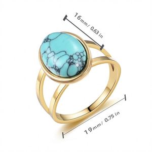 Wholesale Fashion Jewelry <b>Rings</b> Gemstone Natural Stone Minimalist Jewelry 18k Gold Plated <b>Rings</b> for Women and Men Couple - Product Image 2