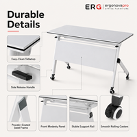 Table de formation moderne OEM en acier et bois, pliable et mobile, avec roulettes, pour salle de conférence et école