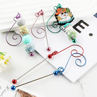 Coloré mode perlé porte-clés barre métal barre alliage décoration de noël perle crochet barre crochets pour décor de fête de noël