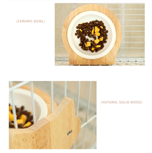 Comedero Ecológico para Gatos de Cerámica con Marco de Madera Maciza, Comedero Colgante Antideslizante para Uso en Interiores, Diseñado para Gatitos y Cachorros - Product Image 5