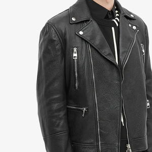 OEM personalizado negro Universidad Rocker Rider motocicleta chaqueta de cuero del motorista <span class=keywords><strong>para</strong></span> los hombres - Product Image 5
