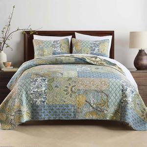 Venta al por mayor personalizado impreso Patchwork edredón conjunto colcha fundas de almohada a granel comprar <span class=keywords><strong>precio</strong></span> barato hogar Hotel uso personalizado Floral Stitch 3PCs - Product Image 6