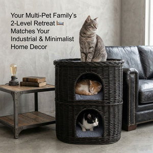 บ้านแมวหวายสานมือสอง<span class=keywords><strong>ชั้น</strong></span> เตียงแมวหวาย <span class=keywords><strong>คอนโด</strong></span>สัตว์เลี้ยงในร่มและกลางแจ้ง พร้อมเบาะนุ่ม - Product Image 3