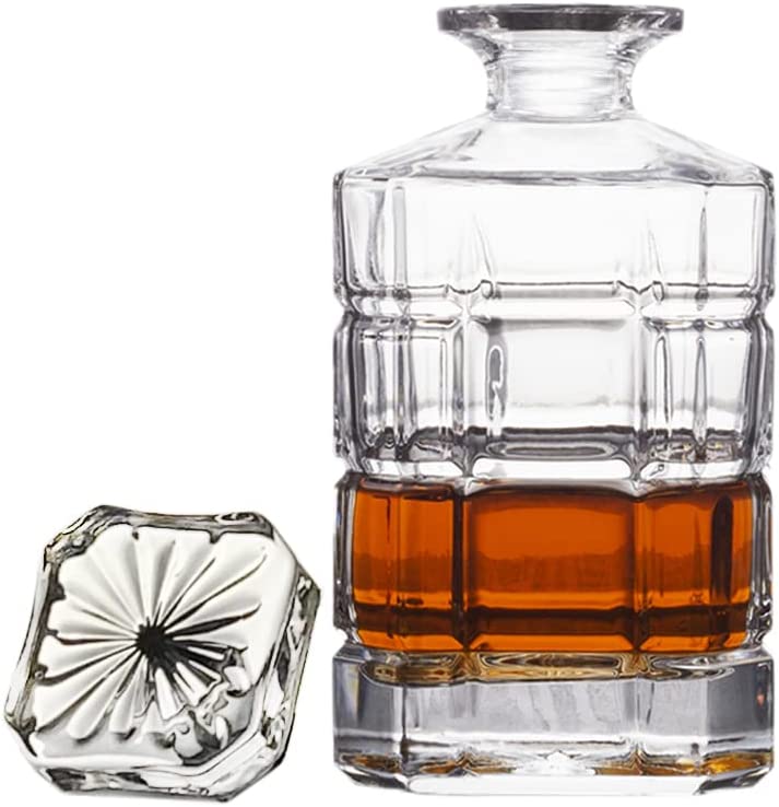 Square Engraved 30oz Whiskey Decanter with Glass Stopper