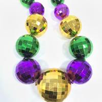 Perles géantes en plastique violettes, vertes et dorées pour fêtes de carnaval, perles disco et décorations de fête, perles de carnaval