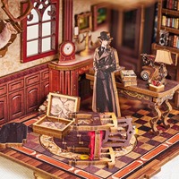 Hamaileon DIY Miniature Maison Kit 3D Puzzle en bois pour maison de poupée Livre Nook Kits pour étagère Décor Style Modèle Jouet