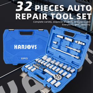 KARJOYS Set di strumenti manuali in vanadio cromato da 32 pezzi personalizzabile per riparazione auto <span class=keywords><strong>Kit</strong></span> di chiavi per chiavi a cricchetto - Product Image 2