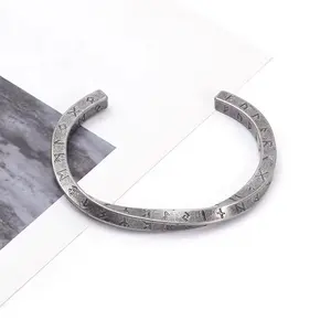 Tùy chỉnh người đàn ông đồ trang sức thép không gỉ uốn lượn Cuff Bangles vinking từ miễn phí kích thước vòng đeo tay cho nam giới