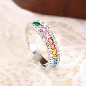 T0801 <b>Eternity</b> Band <b>Ring</b> Lab Created <b>Cubic</b> <b>Zirconia</b> Princess Cut Channel Setting Unisex Wedding Fashion <b>Ring</b> - Product Image 2