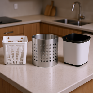 Panier à couverts en acier inoxydable 13cm 12cm, paniers en métal argenté - Product Image 3