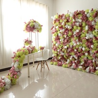 Mur floral artificiel en soie 3D/5D de luxe, tendance, vente directe usine, fait main, pour décoration de scène de mariage, de réception scolaire et d'événements