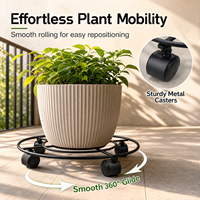 Support de plantes pour jardin avec 4 roues, chariot à plantes en métal, déplaceur de pots de fleurs en fer