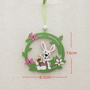 Petit lapin en bois à suspendre au mur, pendentif en bois, ornement de Pâques, vente en gros - Product Image 3