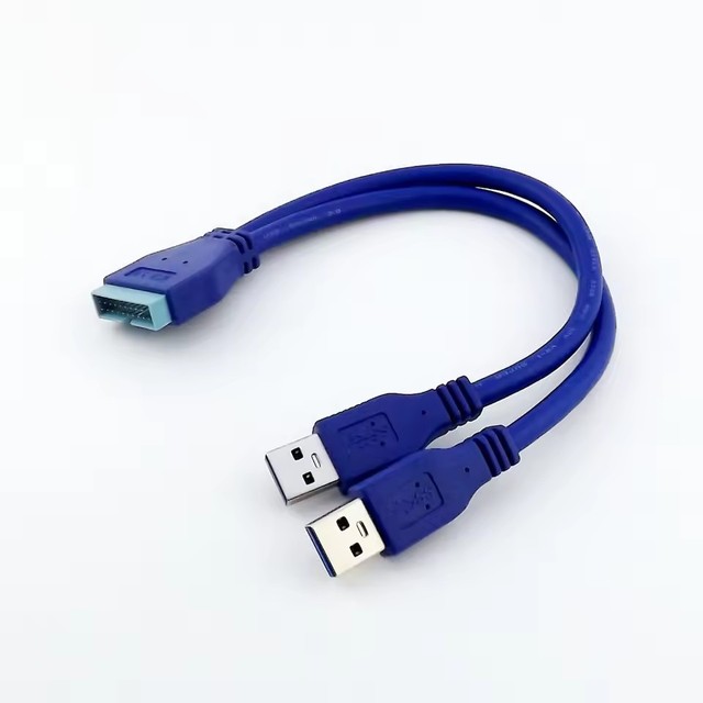 USB 3.0 A Male 2 Dual Port to 20 Pin Male Header Motherboard Extension Splitter Adapter Computer Motherboard Cable