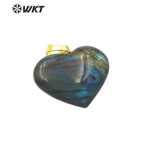 WT-P1506 Elegant Natural Bright Heart Shape <strong>Labradorite</strong> <strong>Pendant</strong> Women Fashion Charm Jewelry <strong>Labradorite</strong> <strong>Pendant</strong> - Product Image 1
