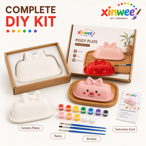 Kit de peinture créatif en céramique écologique pour enfants, avec couvercle, en forme de cochon de dessin animé, pour peindre soi-même, ensemble d'art et de peinture, également utilisable comme beurrier - Vente en gros - Product Image 2