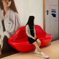 Fauteuil Lounge Lèvres Rouges Moderne en Fibre de Verre, Siège Artistique, Mobilier d'Extérieur, Chaise d'Attente