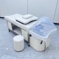 Équipement de salon, lit de lavage pour spa capillaire avec réservoir d'eau, table de massage thaï avec shampoing