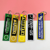 Gepersonaliseerde geborduurde sleutelhanger op maat met eigen logo, dubbelzijdig, geweven borduurwerk, sleutelhanger op maat, groothandel