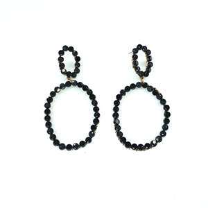Fashion Drop <b>Earrings</b> 316L Stainless Steel PVD Gold Plating Sustainable Resistant Black Beaded Design - Product Image 1