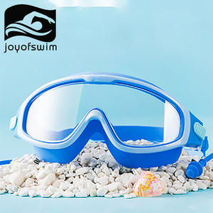 एचडी बाल खेल डाइविंग स्विमिंग गॉगल मजाकिया सर्फ कान प्लग एंटी-फॉग और एंटी- यूव चश्मा समायोज्य बड़े फ्रेम सिलिकॉन गैसकेट बच्चों - Product Image 1