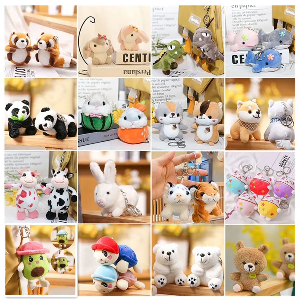 Allogogo CPC Hot Sale Claw Machine Doll Custom Cartoon Plush Toy Set Cute Soft Small Bear Rabbit Plush Animals Keychain
