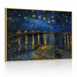 Cuadro <span class=keywords><strong>de</strong></span> Pared con Marco <span class=keywords><strong>de</strong></span> Aluminio Dorado Mate, <span class=keywords><strong>Noche</strong></span> Estrellada sobre el Ródano <span class=keywords><strong>de</strong></span> <span class=keywords><strong>Van</strong></span> <span class=keywords><strong>Gogh</strong></span>, Arte Clásico <span class=keywords><strong>de</strong></span> Lujo para Decoración <span class=keywords><strong>de</strong></span> Galería en Casa - Product Image 1