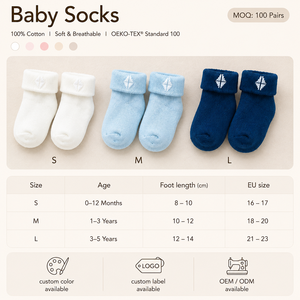 Chaussettes Bébé 0-3 Mois Côtelées Cheville Marine Antidérapantes Coton Vente en Gros Chaussettes Nouveau-né Prix Usine - Product Image 6