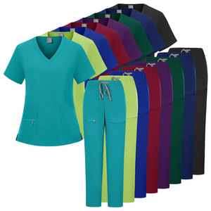 Nurse Scrub Set Women V Neck Short Sleeve Uniform With Pockets Moisture Wicking Hospital Work Clothes Split Set Size S XXL - Product Image 3