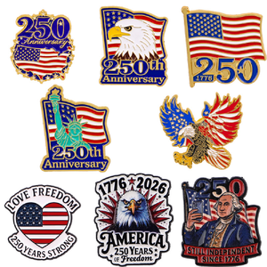 Spilla Distintiva Personalizzata all'Ingrosso, Nuovo Design, <span class=keywords><strong>Aquila</strong></span> Calva Patriottica Americana, 250° Anniversario del Quattro Luglio, Spilla a Cuore Smaltata - Product Image 1