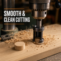 Foret à bois à queue hexagonale 1/4 po, finition oxyde noir, longueur de travail 8 mm, profondeur de coupe 35 mm, double dent, avec butée de profondeur, pour le travail du bois