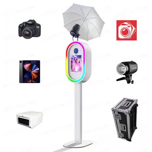 DSLR photo booth shell with umbrella flash light iPad photobooth metal case photo booth machine with printer and camera adapted