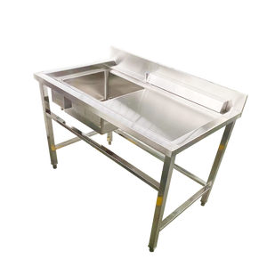 Table de travail en acier inoxydable VICTORY KITCHEN avec évier de lavage, évier à poisson, appareil de cuisine commerciale, modèle de restaurant VCT - Product Image 6