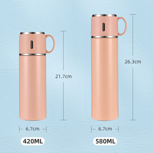Stainless Steel Thermos Mug 420Ml 580Ml Double Wall Insulated For Office Travel Drinking Water With Handle - Product Image 1