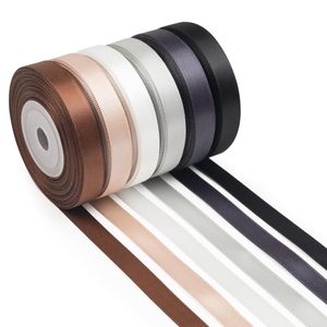Rollo de Cinta de Satén de Poliéster Marrón de una Cara, de 5/8 Pulgadas (16 mm) de Ancho, para Envolver Regalos y Manualidades - Product Image 1