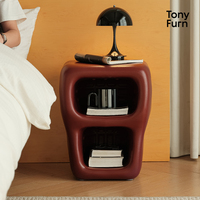 Table basse à bord rond en plastique écologique, design contemporain, légère, durable, multifonctionnelle, chambre à coucher, salon