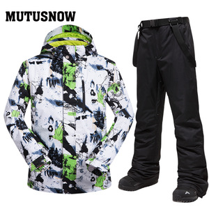 Veste de <span class=keywords><strong>ski</strong></span> imperméable pour homme et unisexe avec <span class=keywords><strong>pantalon</strong></span> à bretelles, tenue de sport d'hiver coupe-vent pour la neige - Product Image 2