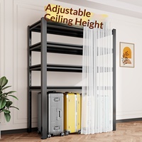 Étagère autoportante minimaliste multi-niveaux en acier au carbone à fond ouvert pour salon, chambre, balcon - Porte-bagages