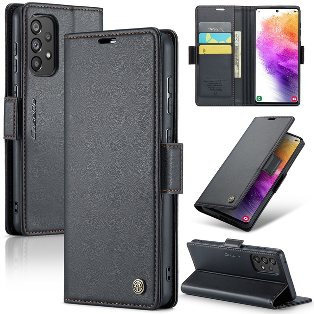 Factory Price for Samsung Galaxy A73 5G CaseMe 023 Butterfly Buckle Litchi Texture RFID Anti-theft Leather Phone Case