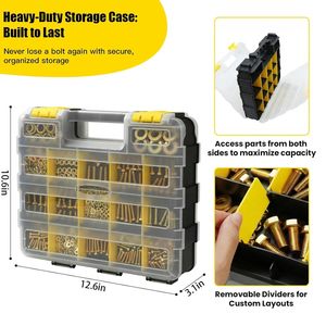 1075Pcs Metric Bolt Nut Assortment 8.8 Grade Zinc Plated Carbon Steel Double Layer Tool Case Fastener Kit - Product Image 3