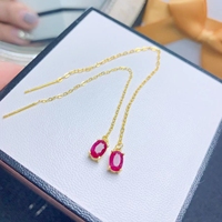 Usine en gros de luxe 925 boucles d'oreilles en argent Sterling bon prix plaqué or rubis naturel grande taille pour mariage