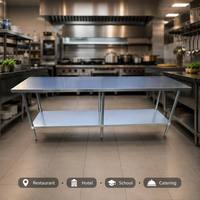 Commerciële keuken roestvrijstalen werktafel NSF gecertificeerd gepolijste afwerking verstelbare poten onderste plank handgelast