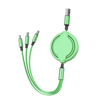 Câble de charge rapide USB Type C rétractable universel 3 en 1, câble de données flexible pour téléphone/Type C/Android