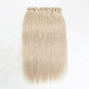 Híbrido trama <span class=keywords><strong>rubio</strong></span> <span class=keywords><strong>platino</strong></span> blanco <span class=keywords><strong>pelo</strong></span> virginal europeo cómodo sin costuras plana extensiones <span class=keywords><strong>de</strong></span> cabello <span class=keywords><strong>de</strong></span> trama - Product Image 4