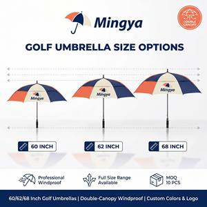 Parapluie droit surdimensionné à double couche, résistant au vent (75 mph), imperméable, avec armature en fibre de verre à 8 baleines, couleur personnalisée, logo au choix - Product Image 2