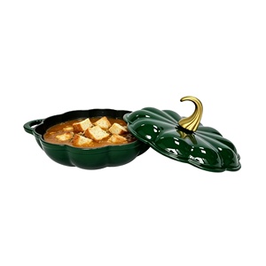 <span class=keywords><strong>Cocotte</strong></span> décorative <span class=keywords><strong>en</strong></span> <span class=keywords><strong>fonte</strong></span> émaillée de style français, forme citrouille peu profonde, pour service, compatible lave-vaisselle - Product Image 2