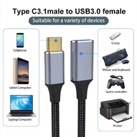 Câble adaptateur OEM tressé 3.1 Type C OTG 5Gbps USB 3.0 femelle haute vitesse Câble de données USB C pour ordinateur IOS U Disk Longueur 1m
