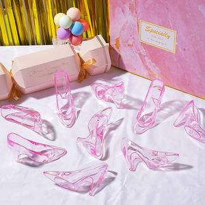 24 pièces 3.5 pouces rose Mini Cendrillon en plastique princesse pantoufles mariage fête d'anniversaire Table faveurs verre talons décorations - Product Image 2