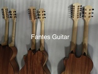 Guitare acoustique électrique personnalisée avec table en bois de koa massif, style PS, modèle Ritchie Sambora, 6+12 cordes, manche double KOA